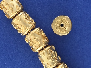 Gold Vermeil Granulated Barrel-shaped Bead