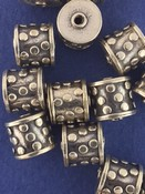 Silver Barrel Bead w/ Dalmatian Dot Decoration