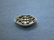 Silver Eye-shaped Bead w/ Flower decoration, Small