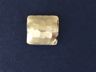 Silver Hammered Puffed Square Bead