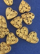 Gold Vermeil Heart Shaped Bead w/ Floral decoration