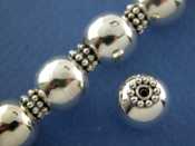 Silver Round Bead with flower ends (Bali)