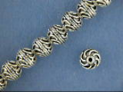 Silver Round Bead w/ Top Swirl Line Decoration