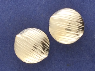 Silver Puffed Round Bead grooved line, Large (un oxidized)