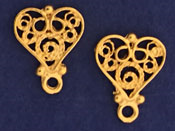 Gold Vermeil Filagree Heart Earring Post (sold by the pair)