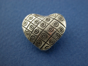 Silver Heart Bead with diamond checks and floral, medium