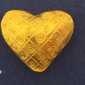 Gold Vermeil Heart Bead w/ Infinity Sign Stamp Decoration, Large