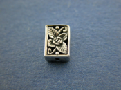 Silver Rectangular Bead with floral decoration, Small