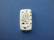 Silver Rectangular Bead w/ Whimsical Southwestern Design (Galactic rectangle)