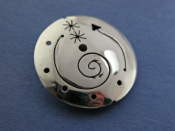 Silver Round Bead w/ Whimsical Southwestern Design (Galactic charm)