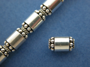 Silver Tube Bead High Polished w/ Granulated Ends