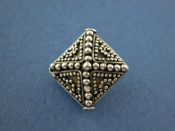 Silver Bicone Bead w/ Granulation, Medium - holes run diagonal