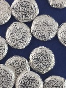 Silver Coin-shaped Bead w/ Multiple Flower Stamps, Small