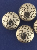 Silver Coin-shaped Bead w/ Flat Dalmatian Dot Decoration