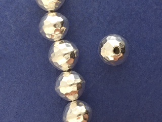 Silver Hammered Round  Bead, 10 mm, Small